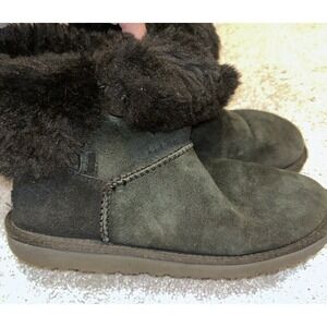 Ugg Australia Bailey Boots Black Suede Fur Slip On 5803 Women's Boots Size 9‎